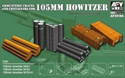 AFV Club Modelbouwpakket Militaire voertuigen - 35184 Ammunition crates and containers for 105mm Howitzer Plastic - 1:35 - Modelbouw