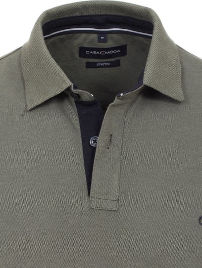 Casa Moda Polo Shirt Comfort Fit Effen Stretch Groen - L