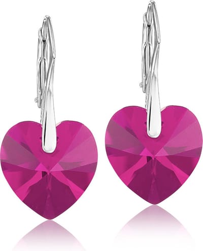 Montebello Oorbellen Noor HZ109 - Swarovski Hart - 925 Zilver Gerhod. - Ø14mm - 30mm