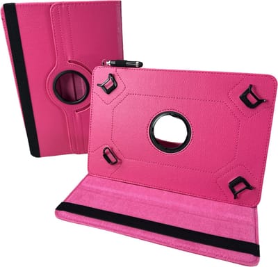 Universele Tablet Hoes voor 7 inch Tablet - 360° draaibaar - Donkerroze Geschikt voor: Teclast/Huawei/Blackview/Asus/Lenovo/Fusion/Vankyo/Fire/DOOGEE/Hipad/Xiaomi/BOOX/PRITOM/TCL/OPPO Android Pad Tablets