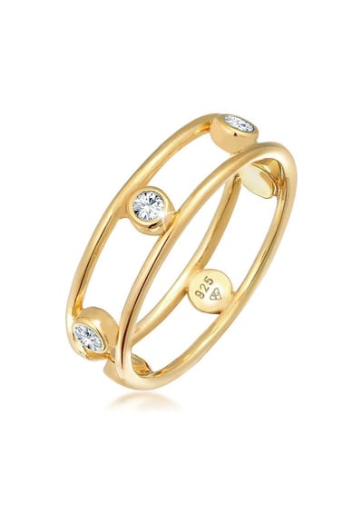 Elli - Ring - Dames Dubbel Betoverend Elegant met kristallen in 925 sterling zilver - Dames