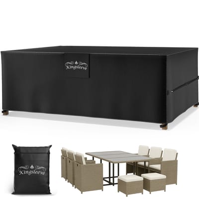 Kingsleeve Beschermhoes Tuinmeubelen – 308x138x89 cm Waterdicht – Zwart