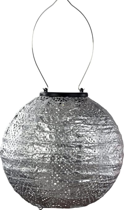 Lumiz Solar Buitenlamp - Buitenverlichting - Lampion - Solar Tuinverlichting - Topaze Rond - 20 cm - Zilver
