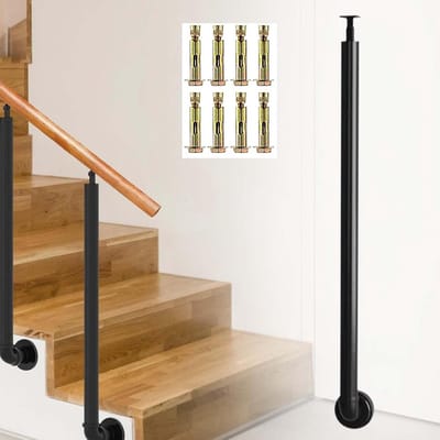 Trapbalusterkolommen - Metalen relingpaal - Veilige trappen - 270° verstelbaar - 65-110 cm - Zwart