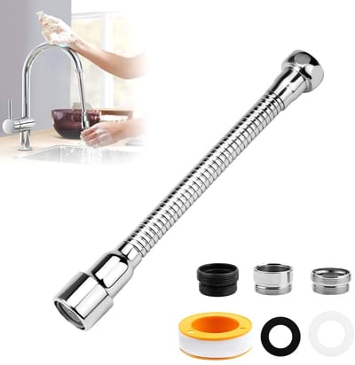 1 Piece Faucet Extension 360 Degree Rotation Extension Kitchen Faucet Extension with 2pcs Faucet Adapter, Male Thread, for Most Kitchen and Bathroom Taps (20cm)
