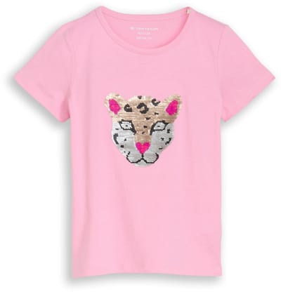 Tom Tailor - T-shirt met omkeerbare pailletten - Maat 92/98 - lovely pink