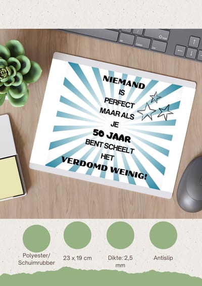 Akyol - 50 jaar sarah en abraham cadeau - Muismat - Hoera 50 jaar - jubileum man en vrouw - met opdruk - grappige tekst - jarig - verjaardag - grappige tekst - 23 bij 19 cm