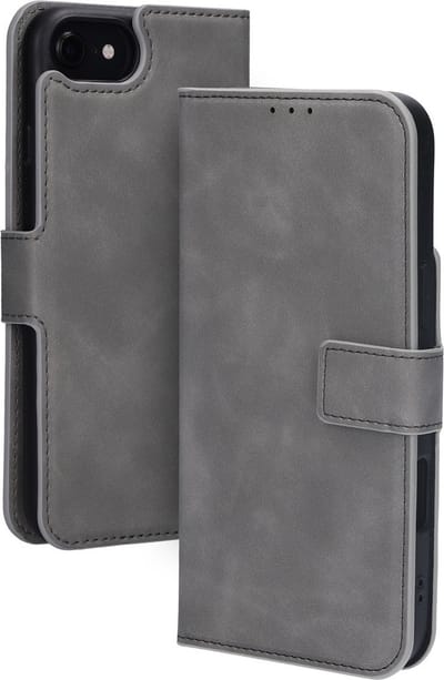 Mobiparts hoesje geschikt voor Apple iPhone 7/8/SE(2020/2022) - Wallet/Boekhoesje - Eco Leer - Magneet Sluiting - Opberg vakken - Grijs