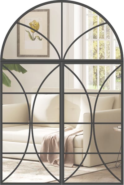 HOMCOM Wandspiegel - Gehard glas, metaal - 80 x 120 cm - Zwart