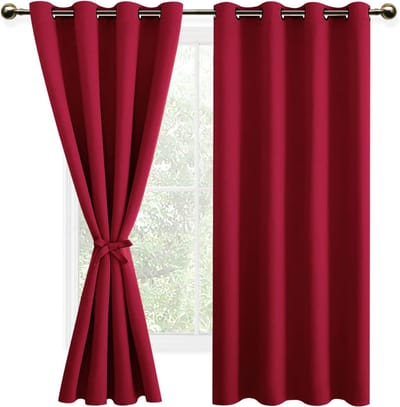 DailySupplies® Gordijnen Kant en Klaar met Haakjes - Gordijn voor Gordijnroede - Verduisterend - Rood