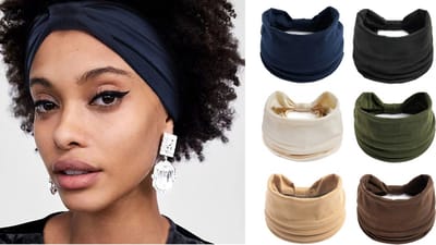 6 Stuks - Extra Brede Dames Haarbanden - Navy, Bruin, Crème, Zwart, Camel, Groen - Fitness - Yoga - Pilates - Elastische Haarbanden