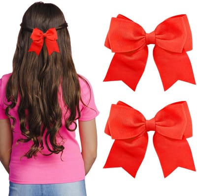 Dailygoods- Haarspelden met grote strikken - 2 stuks - Rood - Lichtgewicht - Stevige metalen clip - Geschikt voor alle haartypes - Haaraccessoires