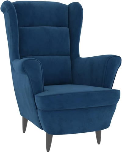 Comfortabele Fauteuil met Voetenbankje - Zachte Fluweel Stof - Blauw
