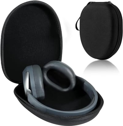 Universele Hooftelefoon Tas voor Over-Ear en In-Ear Oordopjes, Beschermende Reistas, Draagbare Hoofdtelefoon Tas, 21 x 18 x 6 cm, Zwart, Ideaal voor Reizen en Opslag