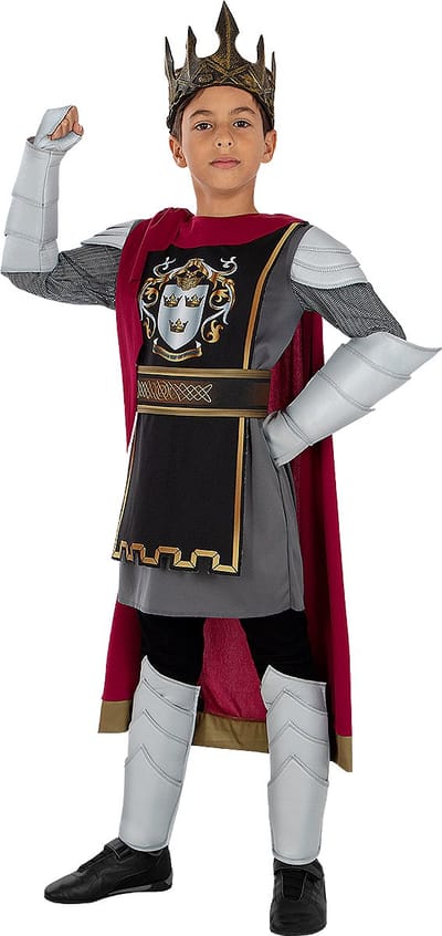 Funidelia | Deluxe Koning Arthurkostuum Voor voor jongens - Middeleeuwse, Middeleeuwen, Ridder, Knight - Kostuum voor kinderen Accessoire verkleedkleding en rekwisieten voor Halloween, carnaval & feesten - Maat 97 - 104 cm - Bordeaux rood