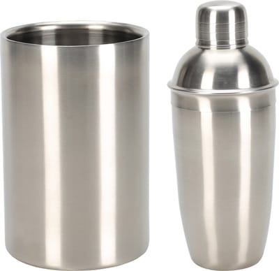 Excellent Houseware Cocktailshaker met wijnkoeler/flessenkoeler - 500 ml - RVS - cocktailset