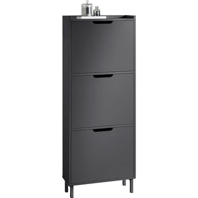 SoBuy Schoenenkast met 3 Kleppen - Schoenenrek met 6 Legplanken - Entreekast, Opbergkast voor Hal - Zwart, 50x129x19 cm, FSR151-H-SCH