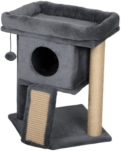Krabpaal met Jute Krabmat - Ligplatform, Speelbal, Kattenhuis - Beige - 40 x 40 x 57 cm