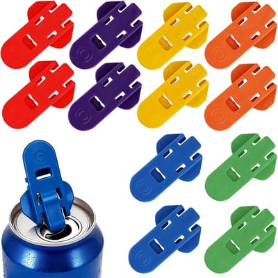Set van 12 Ring Pull Blikopeners | Eenvoudige Tab Opener & Drinkbeschermer | Lekvrije Blikopener in 6 Kleuren voor Frisdrank, Bier en Cola