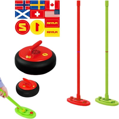 Curlingspel - Vloerspel IJshockey - Interactief Spel - Hand-Oog Coördinatie - 14 x 53 cm - Meerdere Kleuren