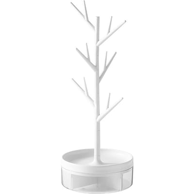 Support de Rangement pour Bijoux Multifonctionnel Rotatif à 360 Degrés pour Bureau en Forme de Branche d'Arbre blanc