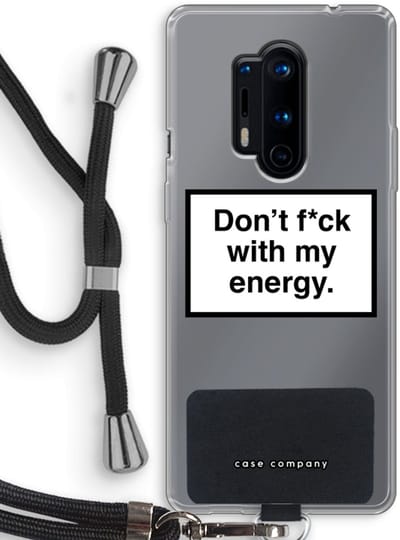 Case Company® - Hoesje met koord geschikt voor OnePlus 8 Pro hoesje met Koord - My energy - Telefoonhoesje met Zwart Koord - Bescherming aan alle Kanten en Over de Schermrand