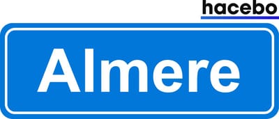 Hacebo - Plaatsnaam Sticker - 29x10 CM - Almere sticker - Verkeersborden sticker - grappige cadeaus - Almere