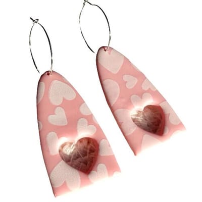 2 Love it Be Mine - Oorbellen - 6 x 2 cm - Polymeerklei - Stainless steel - Lichtgewicht - Valentijn