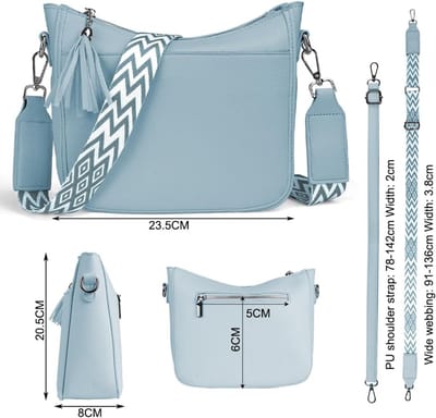 Schoudertas voor dames, handtas, lederen PU-crossbodytas, met verstelbare en afneembare brede riem, meerdere zakken, voor dames, meisjes, reizen, winkelen, werk, dagelijks gebruik