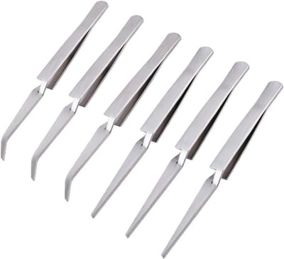 Kruisvergrendeling pincet set voor sieraden en hobby, 6 stuks