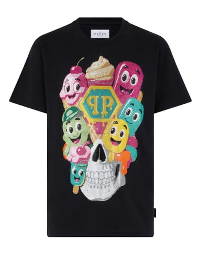 Round Neck T-Shirt Little Ice Cream Skull