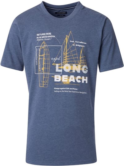Casa Moda T-shirt Met Long Beach Print 954438800-132 Blauw - XL