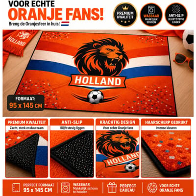 Muratap Vloerkleed – holland leeuw design – wasbaar & anti-slip – voor binnen &