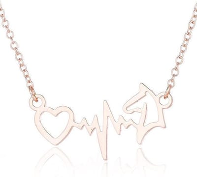 24/7 Jewelry Collection Hart Hartslag Paard Ketting - Rosé Goudkleurig