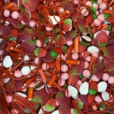 Roze Snoepmix Aardbeien - 450 gram - Snoep - Snoepgoed - Snoeppot - Snoepzakjes - Haribo - Jake - Damel - Traktatie - Aardbei