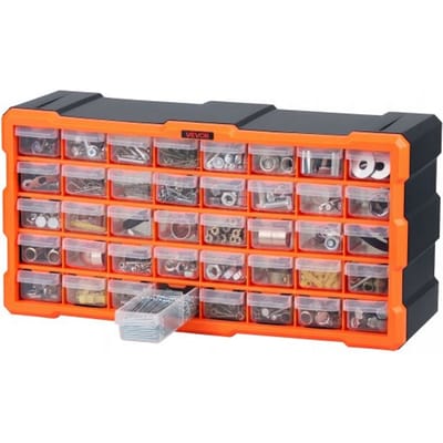 VEVOR Organizer voor Kleine Onderdelen met 40 Lades, Pp-Assortimentsdoos voor Wandmontage, Draagvermogen Van 8 Kg, Dubbel Vergrendelbare Sorteerdoos, Opbergdoos voor Ijzerwaren, Schroeven en Kleine Onderdelen