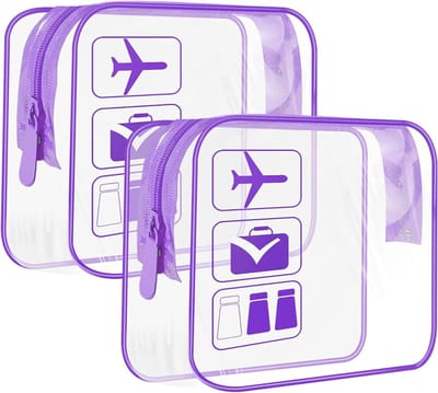 TSA-goedgekeurde doorzichtige toilettas set van 2, lekvrije make-up tassen, ideaal voor reizen en vakantie essentials, 19.5x6cm, 1L