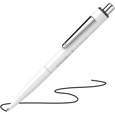 Schneider balpen - K3 - Biosafe - drukknop wit/zwart - penpunt M - zwart - S-3271
