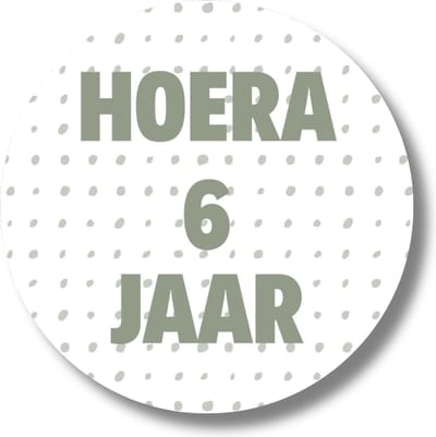 20 x Traktatiestickers Hoera 6 Jaar - Stickervel - Groene Cadeaustickers - Wensetiket - Rond 4 cm - Sluitsticker - 20 stuks - Groen Wit - Sticker 6e Verjaardag