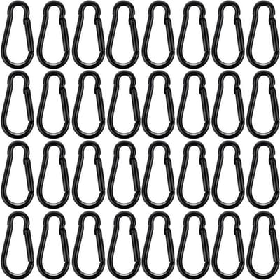 Set van 50 kleine karabijnhaken 40 x 3,6 mm zwart aluminium voor sleutelhanger, rugzak, camping en wandelen