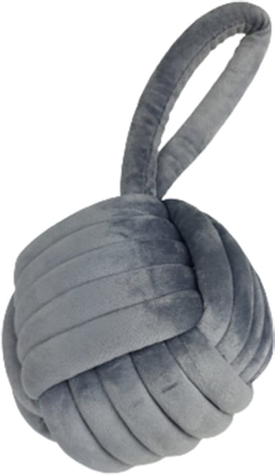 Deurstopper knoopbal met lus Fluweel / Velvet - Grijs - Polyester / Kunststof - ø 15 cm - Deurstopper - Interieur - Huis - Thuis - Wonen