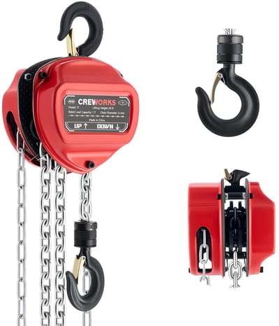 Handkettingtakel - Hefboomtakel - Zware Lasten Tillen - Dubbele Geleidingswielen - 1 Ton Capaciteit - Grijs