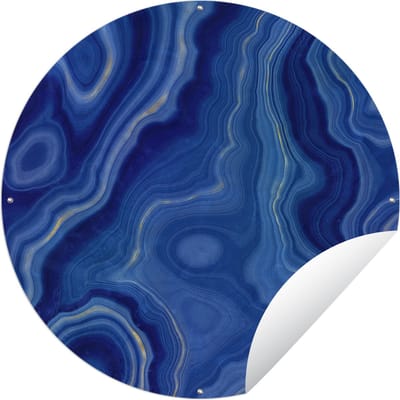 Tuincirkel Blauw - Agaat - Stenen - 60x60 cm - Ronde Tuinposter - Buiten