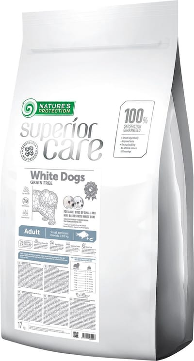 NATURE'S PROTECTION SUPERIOR CARE dry grain free food for adult, small and mini breed dogs with white fish 17kg.