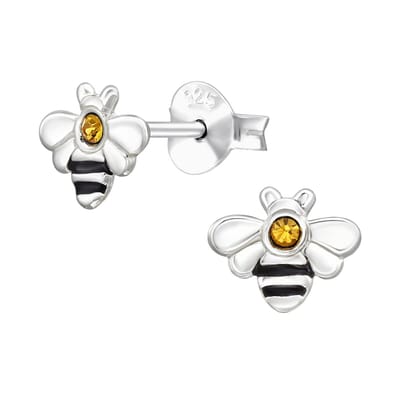 Princess Oorbelllen Bee - 925 Zilver E-Coating - Bijtje / Dier - 7x6mm