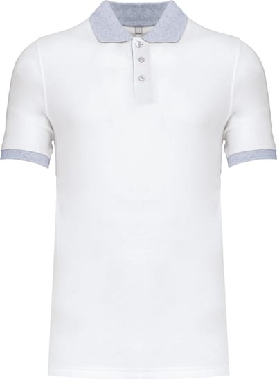 Piqué-herenpolo tweekleurig Kariban Wit/Grijs - 4XL