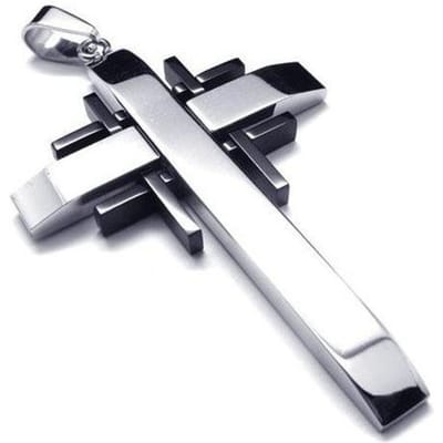 Collier Croix Personnalisé Style Européen et Américain pour Homme en Acier Titane Pendentif Alliage Coréen black