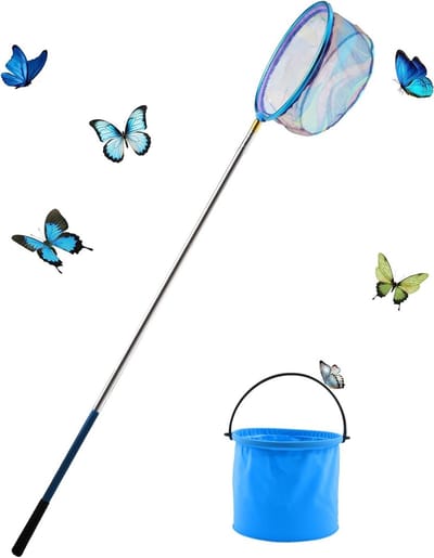 Verstelbaar Kinderen Vangnet voor Insecten en Vissen, Ideaal voor Buitenactiviteiten en Tuinwerkzaamheden, Met Uittrekbare Emmer en Telescopische Handgreep