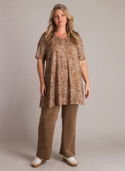YEST CURVE Ankie Essential Tops - Soft Brown/Multi Col - maat 1(48)