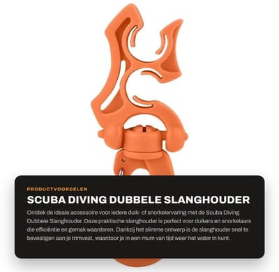 Dailygoods- Slanghouder Antiroest - Dubbele Slanghouder - Clip voor Regelaars - Geschikt voor 2 Slangen - Snorkelen/Duiken - Roestvrij Staal 304 - Duikclip